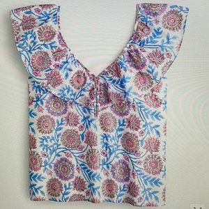 JCrew V-neck top im floral vine block print